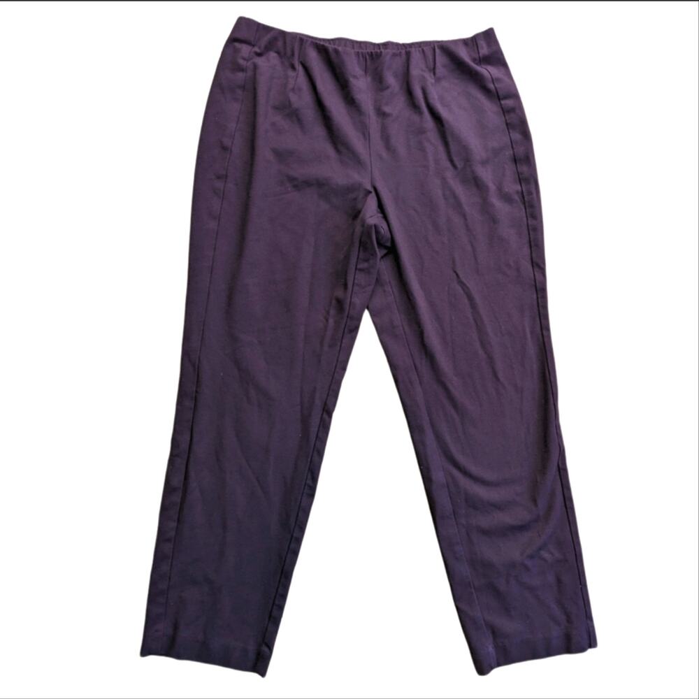 J Jill Slim Leg Ponte Knit High Rise Purple Ankle Pull On Stretch Comfort Pants